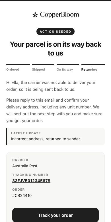 Delivery failed email preview